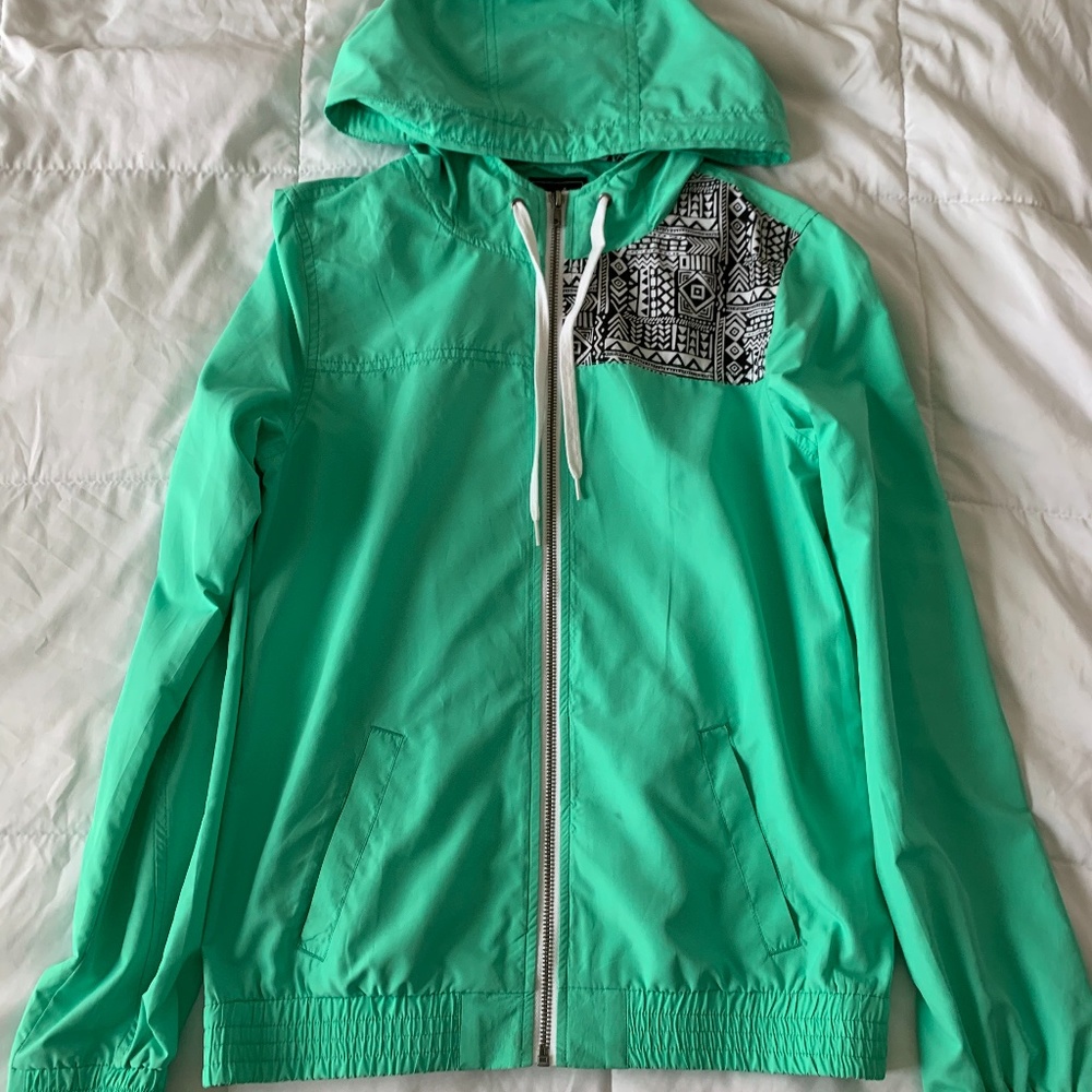 Empyre Mint Green Tribal Zip Up Windbreaker MED